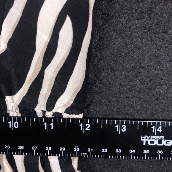 Express Womens Blouse Black Cream Zebra Print V Neck Spaghetti Tank 100% Silk S - Picture 8 of 12